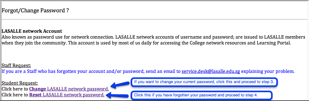 Forgot/Change Password